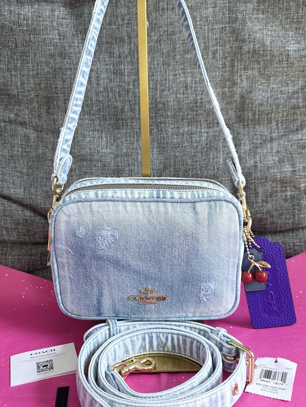 NEW Coach Mini Carey Loved Denim Shoulder Crossbody Bag